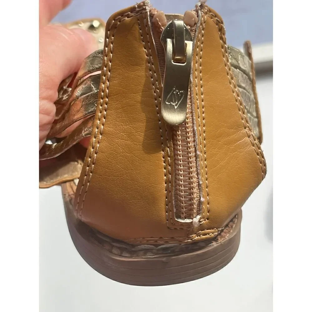 Sam Edelman Studded Leather Gladiator Sandals | Brown Gold | Size 9.5